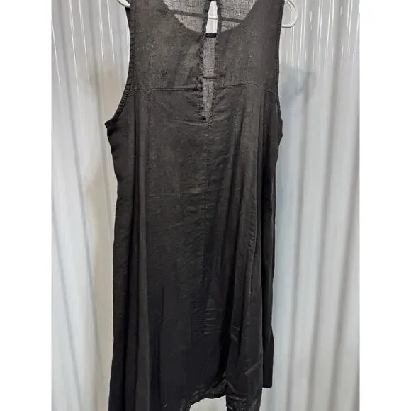 Lia Bella Italian Linen Short Sleeve Dress Midi Artsy Oversized Lagenlook Gray L - Picture 4 of 4